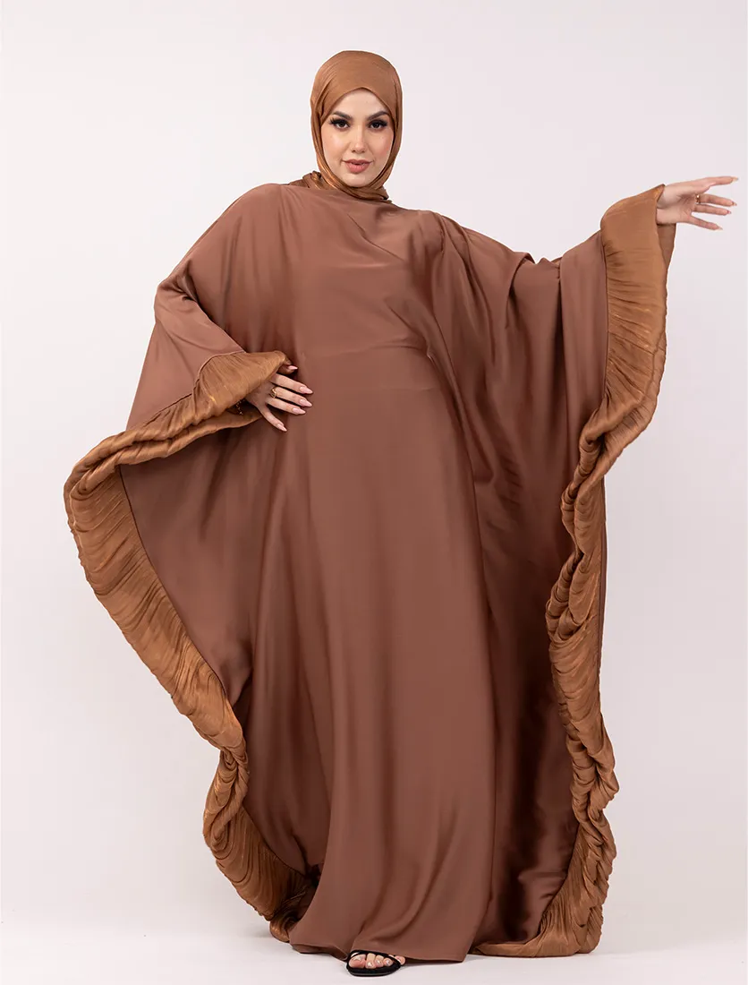 Rust Organza Trim Kaftan